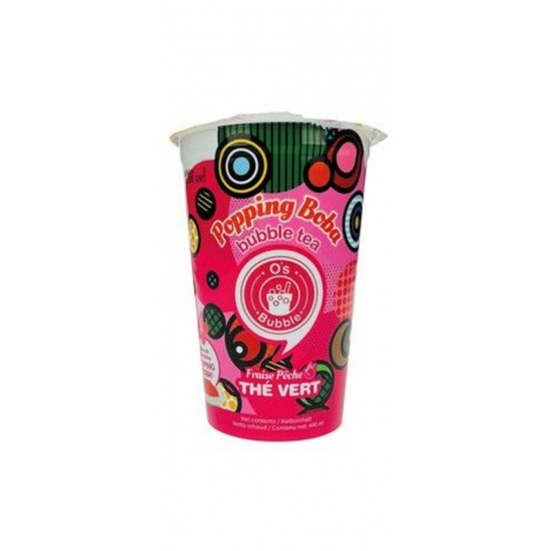 Bubble Tea Sabor Fresa Y Melocotón 8/480ml  O's Bubble