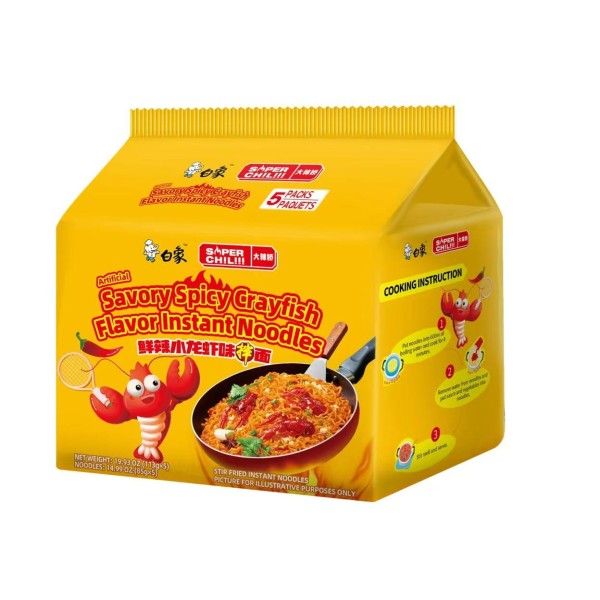 Fideos inst. sabor Cangrejo de rio picante 5/6/113g BAIXIANG
