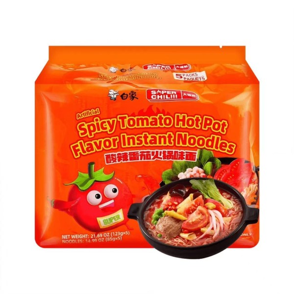 Fideos inst. sabor Tomate picante (Hotpot) 5/6/123g BAIXIANG