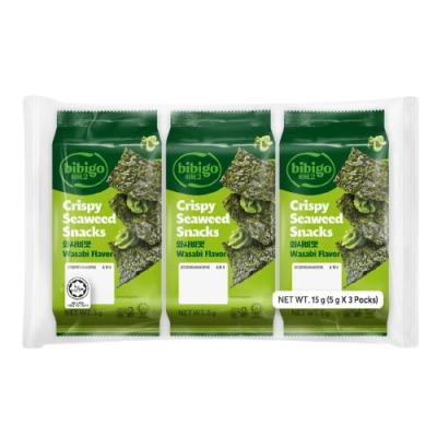 Snack de alga sbaor Wasabi (3pack) 12/15g BIBIGO