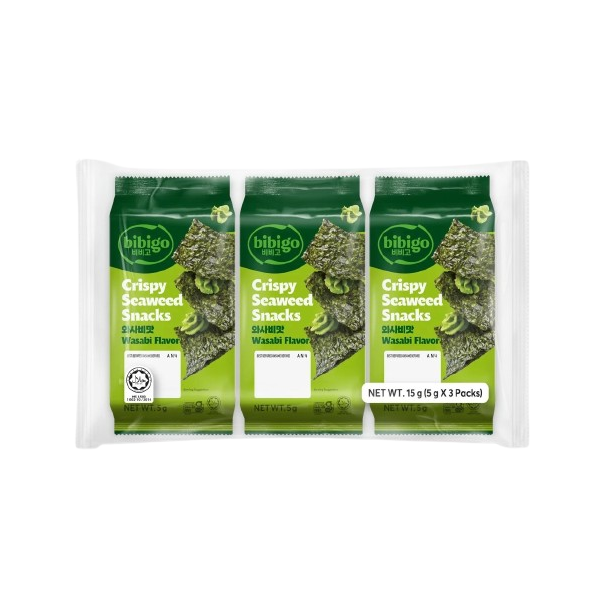Snack de alga sbaor Wasabi (3pack) 12/15g BIBIGO