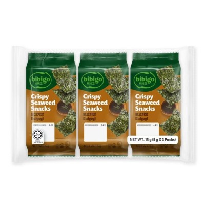 Snack de alga sabor Barbacoa (3pack) 12/15g BIBIGO