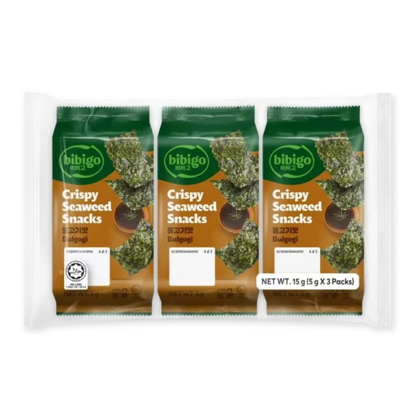 Snack de alga sabor Barbacoa (3pack) 12/15g BIBIGO