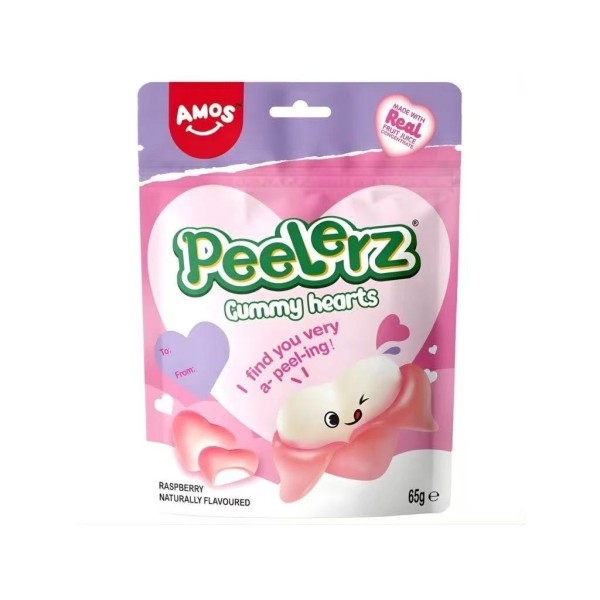 Gominola pelable (Hearts) sabor Frambuesa 36/65g AMOS
