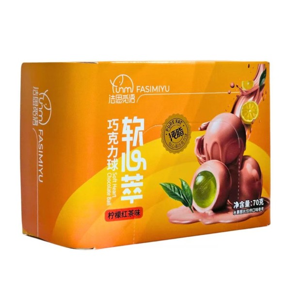 Bolas de Chocolate con relleno cremoso (sabor limón y Té Rojo) 32/70g FASIMIYU