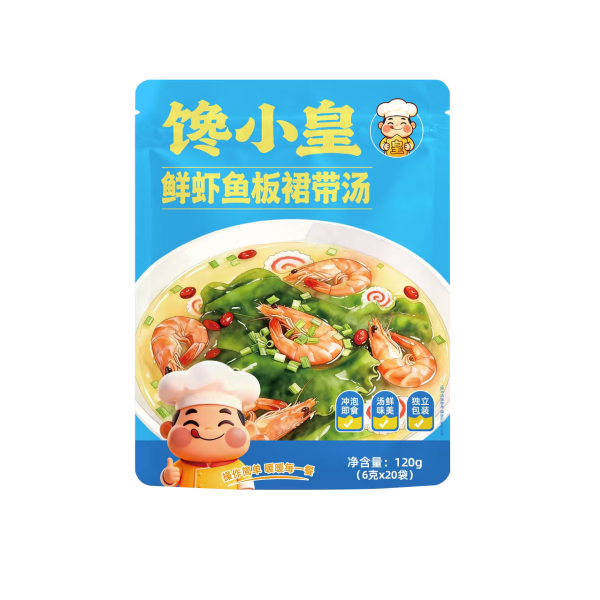 馋小皇鲜虾鱼板裙带汤