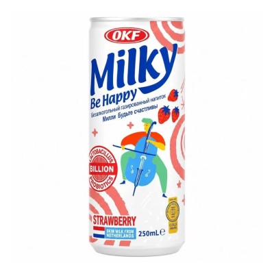 Bebida Milky Be Happy sabor Fresa 24/250ml OKF