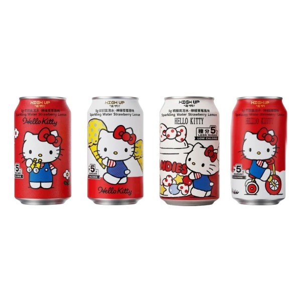 Agua con gas baja en azúcar de fresa y limonada «Hello Kitty» 24/330ml HIGH UP
