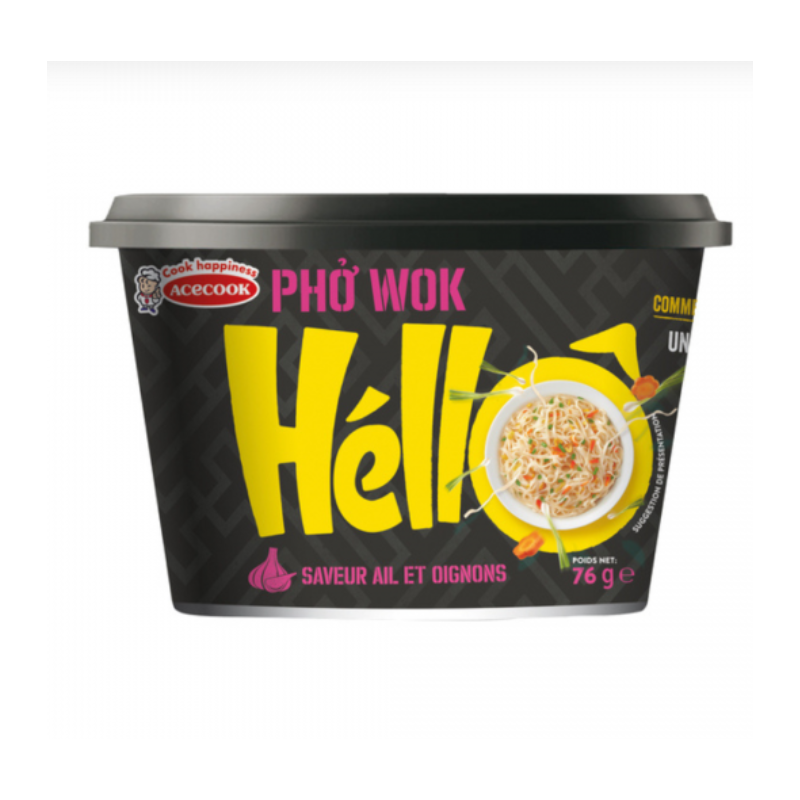 Fideo instantáneo Pho wok sabor cebolla 12/76g - Hello