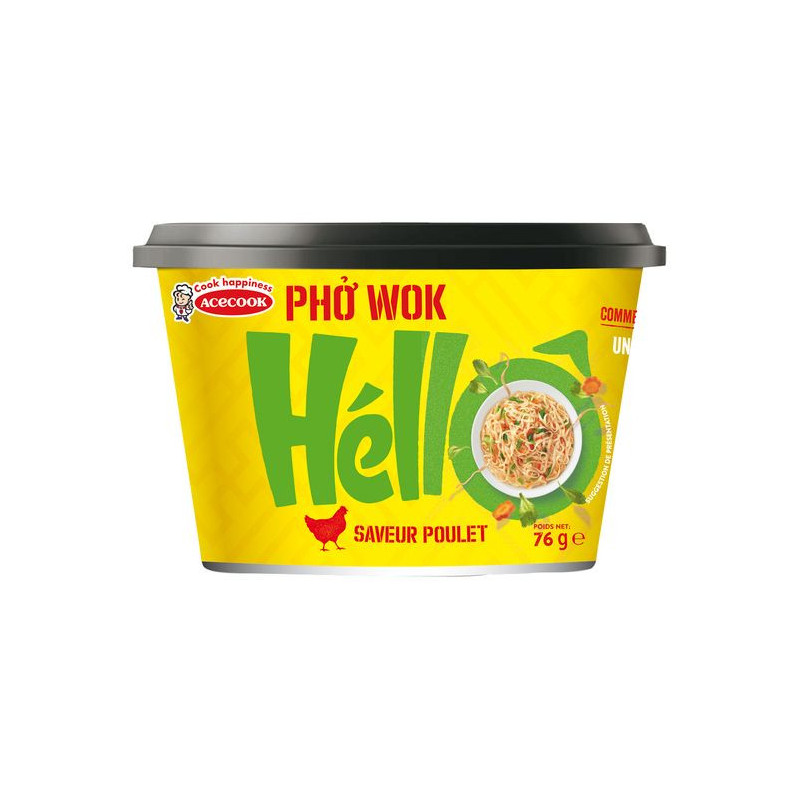 Fideo instantáneo pho wok sabor pollo 12/76g - Hello