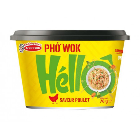 Fideo instantáneo pho wok sabor pollo 12/76g - Hello